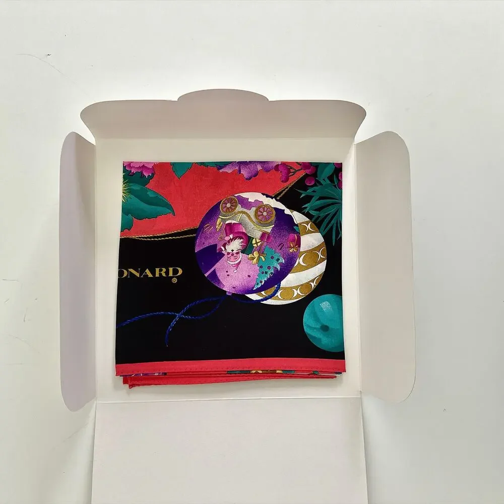 VINTAGE LEONARD HOLIDAY SILK SCARF IN GIFT BOX